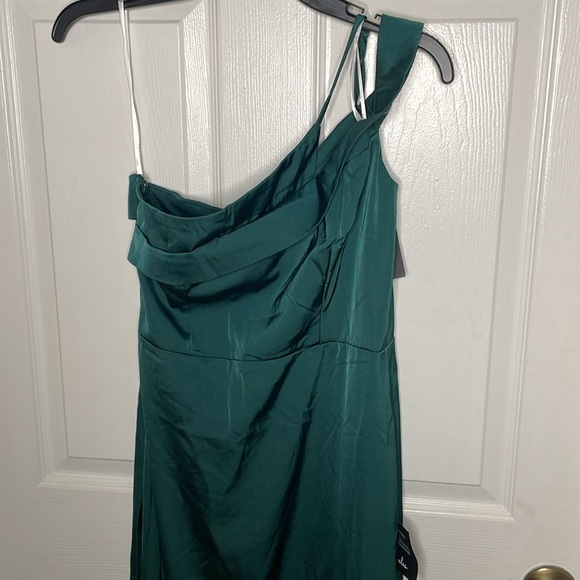 Source of Love Emerald Green Satin One-Shoulder Maxi Dress NWT Sz M - Picture 8 of 10